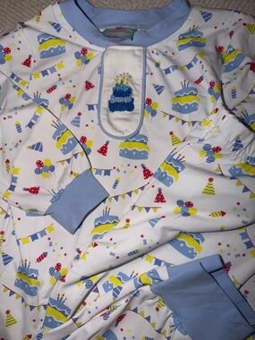 Kids Blue & White Birthday Cake Pajama Set